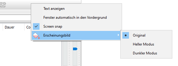 Kontextmenü Erscheinungsbild