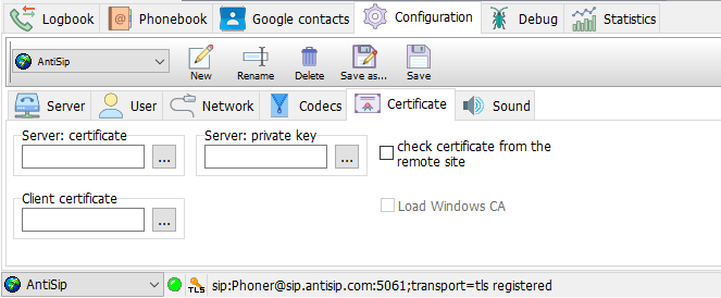 Configuration certificate