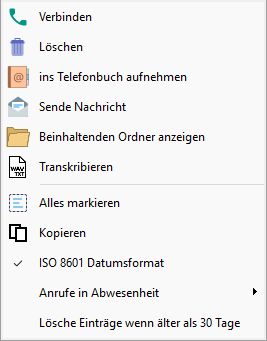 context menu